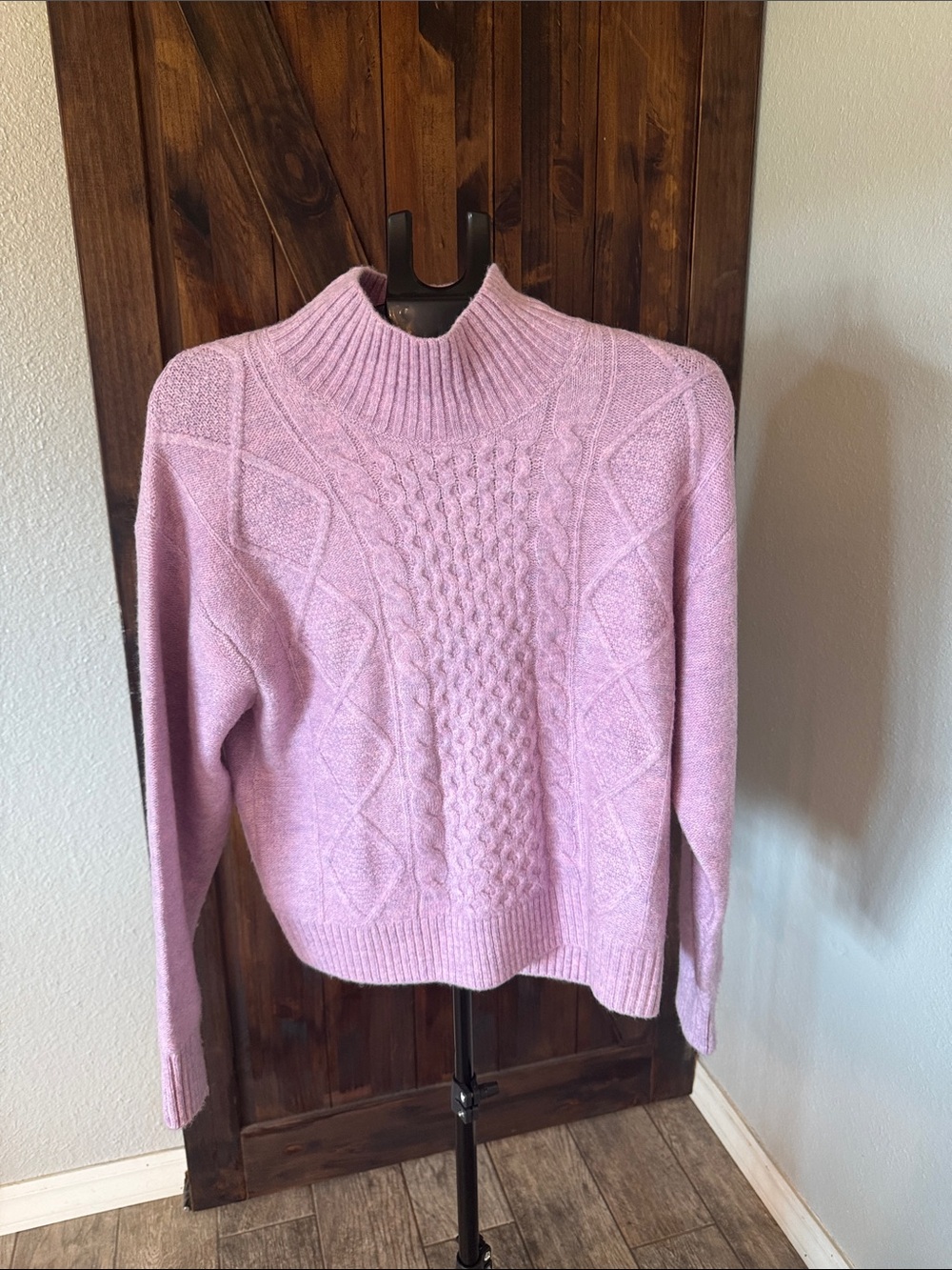GAP Pink Cable-Knit Turtleneck Sweater